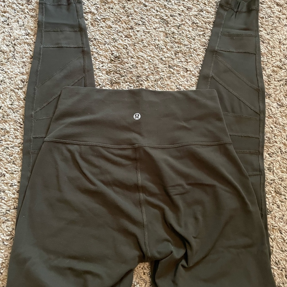 Lululemon Athletica Olive Green Leggings High-Waisted Stretch